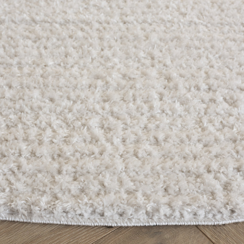 Immanuel Penelope Shag Performance Solid Color Rug, Round 6'7"