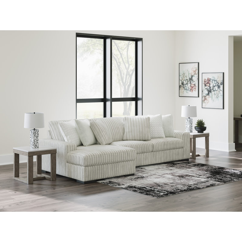 Canapé modulaire 2 pièces avec méridienne Stupendous, Polyester gris