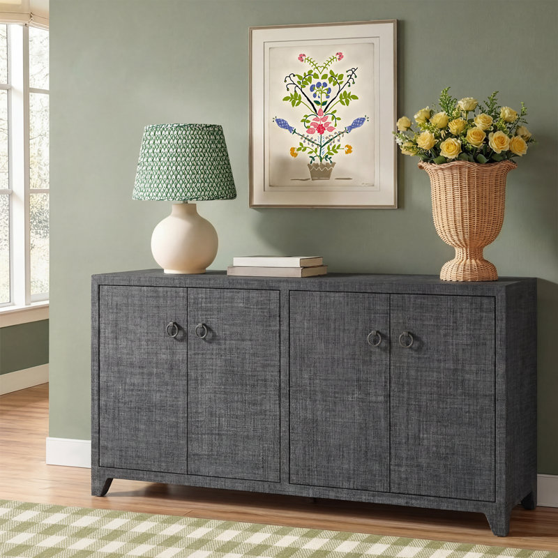 Cleo 70'' Wide Raffia Sideboard, Charcoal Gray
