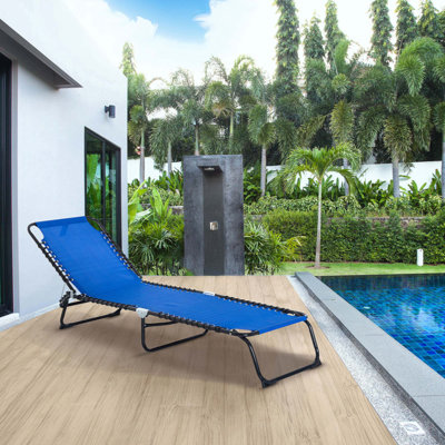 Chaise longue de piscine pliante, chaise longue de patio, chaise longue d'extérieur avec dossier inclinable à 4 positions, siège en filet respirant pour la plage, la cour, le patio