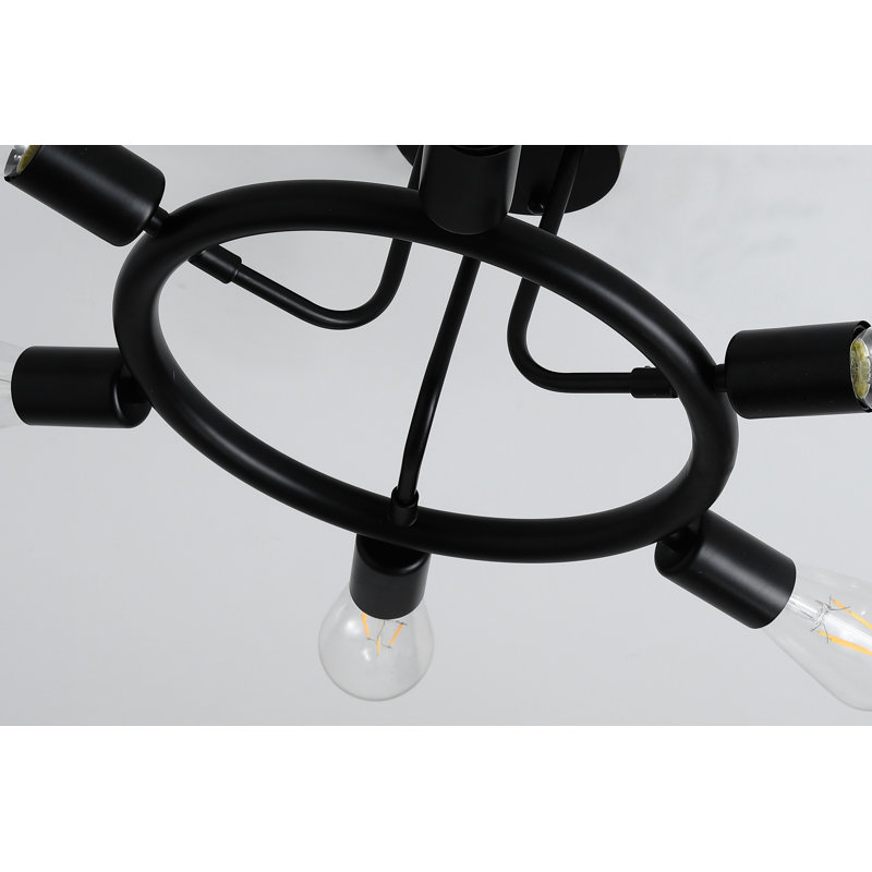 Plafonnier semi-encastré 6 lumières Sputnik Modern Century, Noir