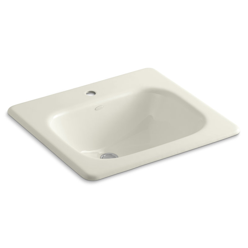 Tahoe Metal Rectangular Drop-In Bathroom Sink with Overflow, Biscuit, Single