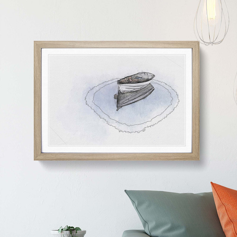 Reflection of a Boat in Abstract - Picture Frame Graphic Art Print, Oak Framed, 27cm H x 36cm W x 2cm D