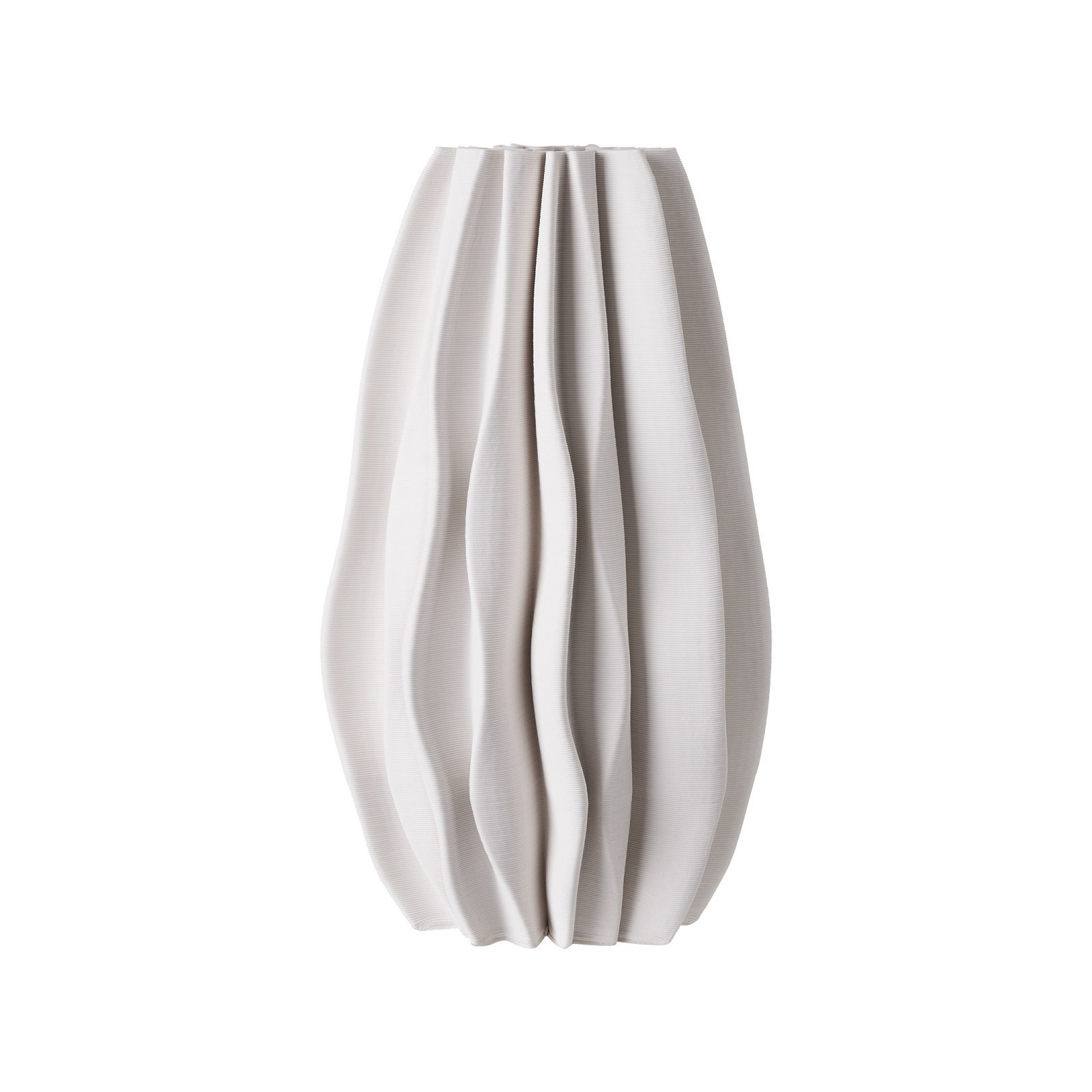 Ceramic 3D Printed Vase White, 15" H x 8" W x 8" D