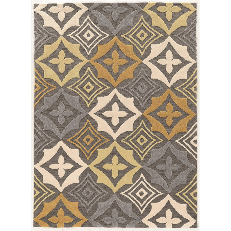 Tapis gris / beige touffeté à la main Marisela, Rectangle 5 pi x 7 pi
