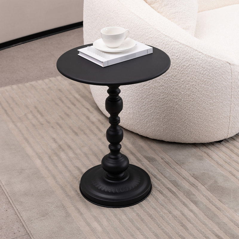 Table d'appoint ronde 2p, table de bout en métal rétro pour le bureau, salon de chambre à café peu encombrant et facile à assembler, revêtement noir rouille