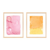 Pink & Orange Splash Set Of 2 Print by Jacques Pilon