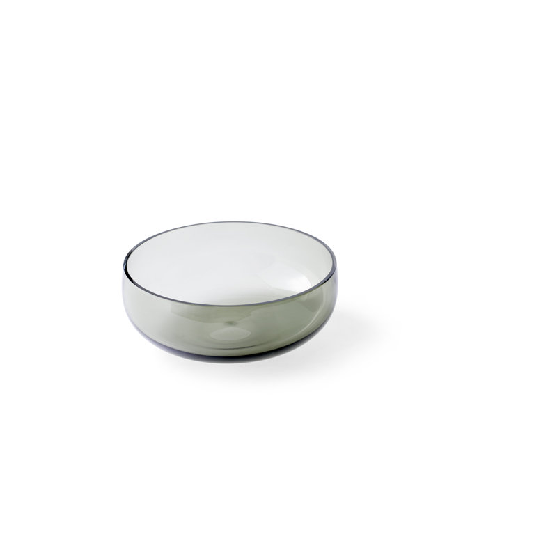 Échasse Glass Contemporary 11.6" W Decorative Bowl, Smoked/Brushed Brass