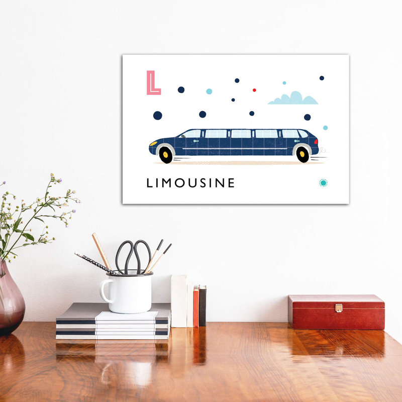 L Is for limousine - impression d'art graphique, H 26 po x l 40 po x 1,5 po, Toile tendue, Pas de tapis