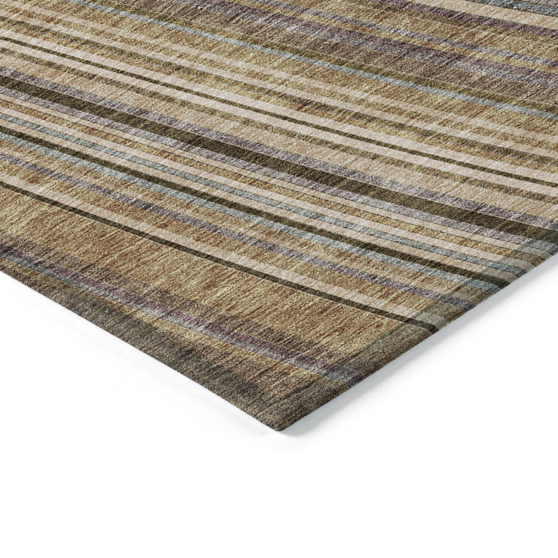Tapis extérieur lavable rayé beige et brun taupe 3 pi x 5 pi