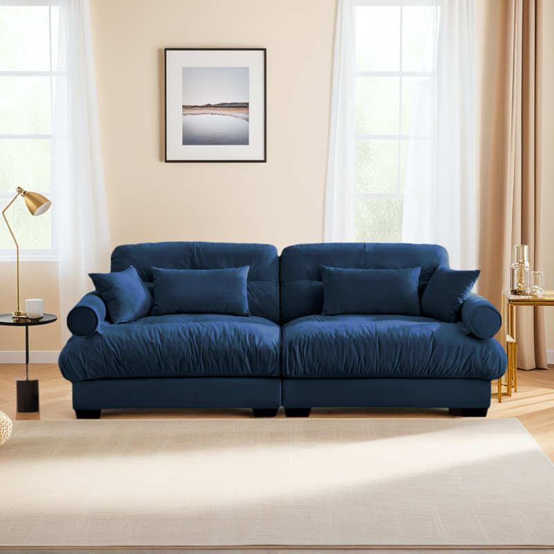 Canapé modulaire à 2 places avec 4 coussins Blue Velvet