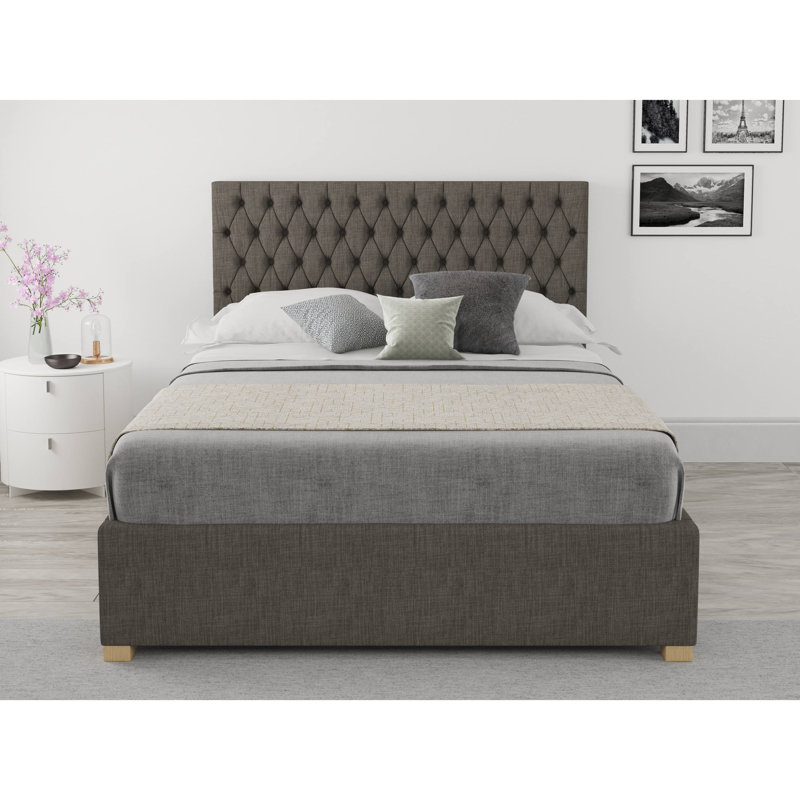 Central City Upholstered Ottoman Storage Bed, Single (3'), Charcoal