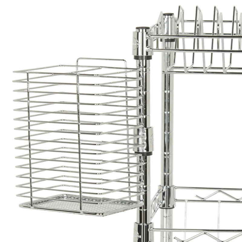 Brooklyn 19" Chrome Adjustable 2-Tier Dish Rack with Utensil Holder