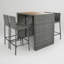 5-Piece Outdoor Patio Grey Wicker dining Set