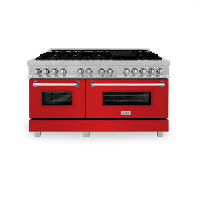 ZLINE 60 In. 7.4 Cu. Ft. Legacy Dual Fuel Range with 9 Burner Gas Cooktop and 2 Electric Convection Ovens