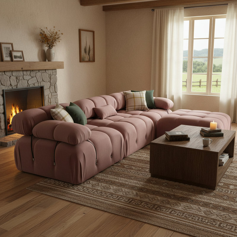 Canapé modulaire rembourré 110 po Kuelper, Rose