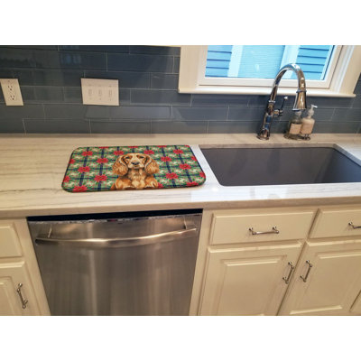 Tapis de vaisselle Sussex Spaniel Christmas PoinsettIas