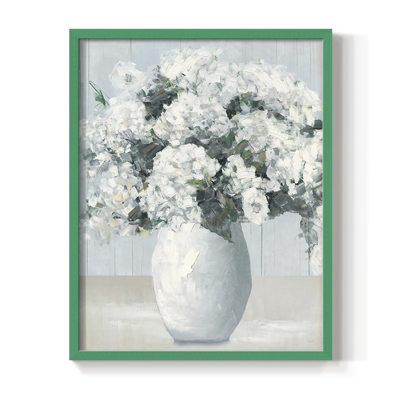 «Beach House Hydrangeas», reproduction encadrée - bois massif, Vert, H 11 po x l 9 po