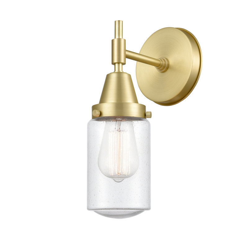 Gayle Armed Sconce, 60 Watt Vintage Incandescent Bulb, Satin Brass, Seedy