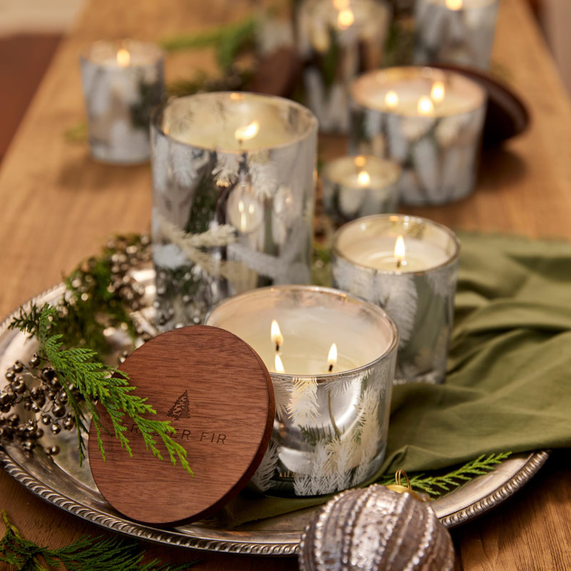 Thymes Frasier Fir Silver Scented 3-Wick Candle