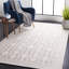 Tapis géométrique en laine / polyester tissé à la main Manya en blanc / gris-1762156537