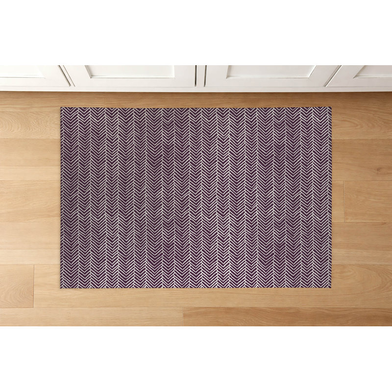 Chevron Block Low Profile Kitchen Mat, Rectangle 4' x 6', Eggplant