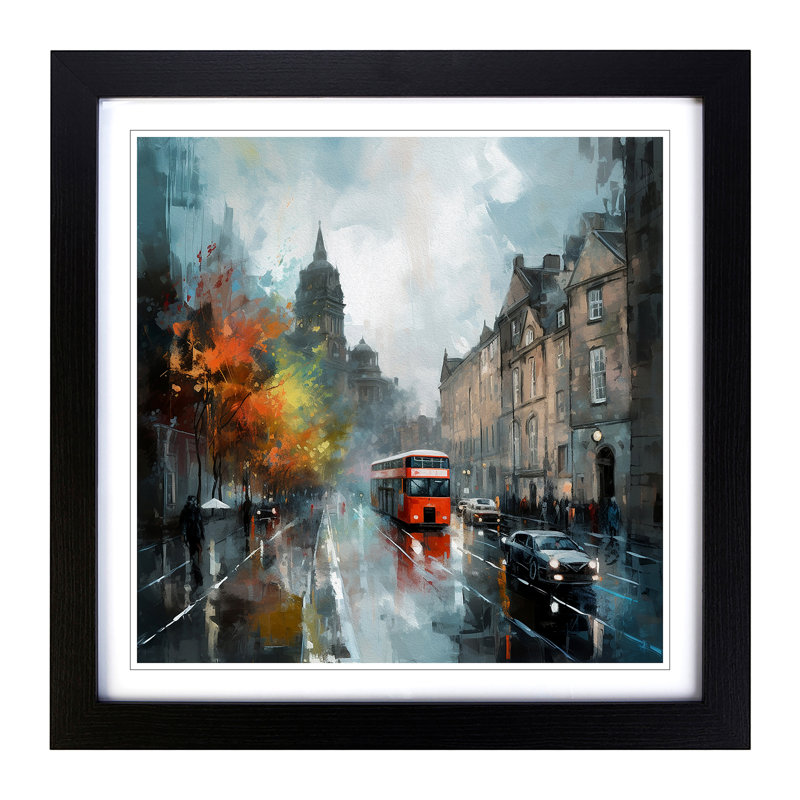 City Of Edinburgh Impressionism No.1 - Single Picture Frame Print on Wood, Black