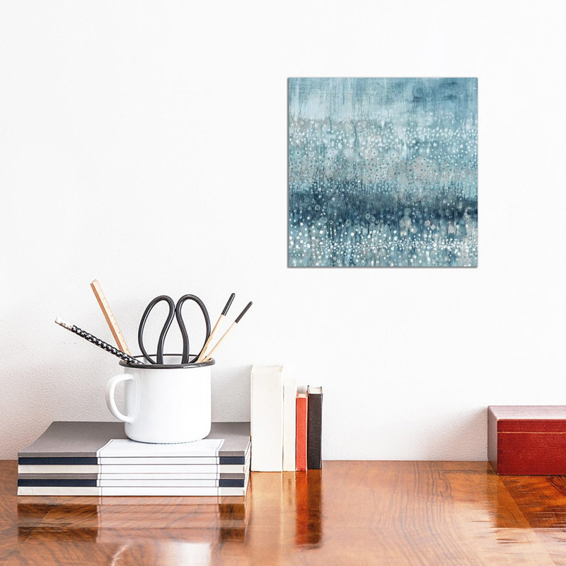 Rain Abstract IV Blue Silver by Danhui Nai - Wrapped Canvas Print, 30.48 cm H x 30.48 cm W
