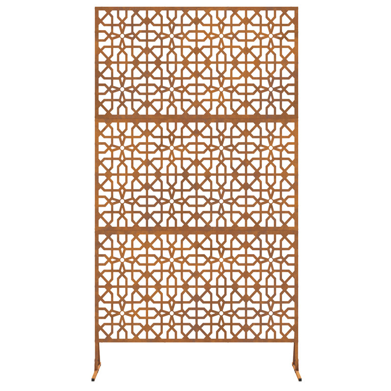 Metal Fence Panel Metal Large Pattern Fence Panel, Brown