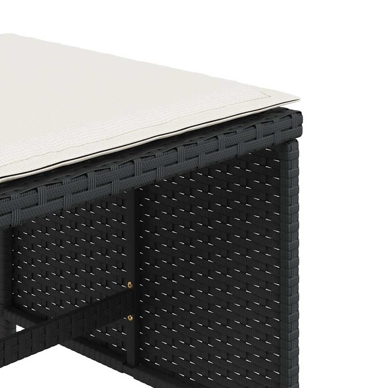 Outdoor Ottoman, Cream White, Black
