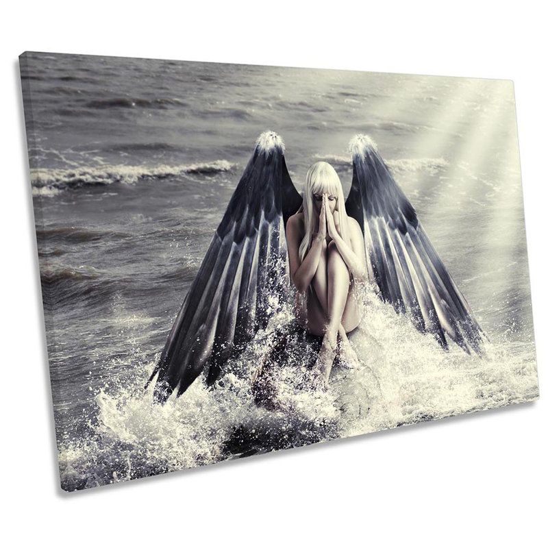 Beautiful Angel Wings - Wrapped Canvas Illustration, 40.6cm H x 61cm W x 2cm D