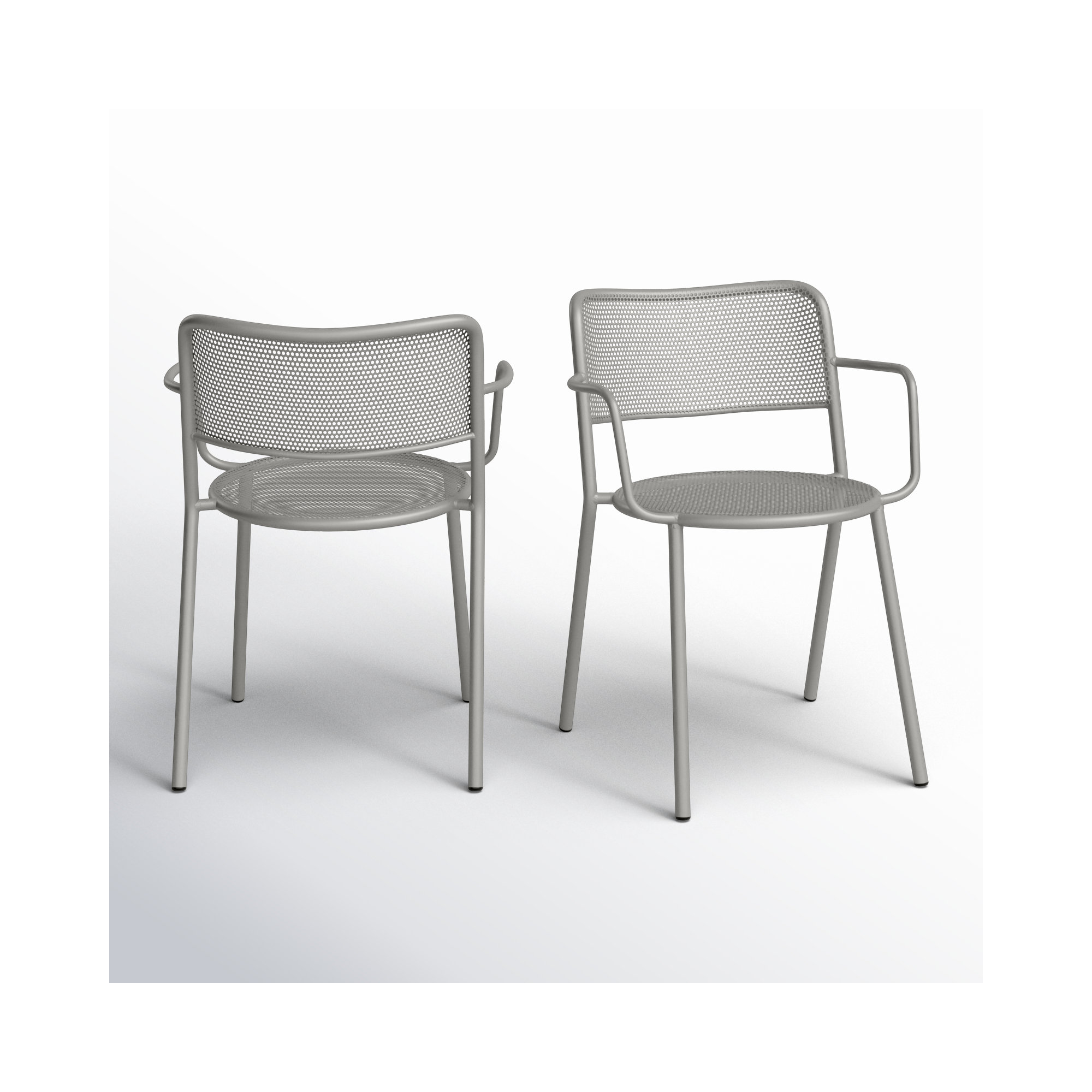 Wimberley Outdoor Armchair In Black - Set Of 2, Oyster Gray