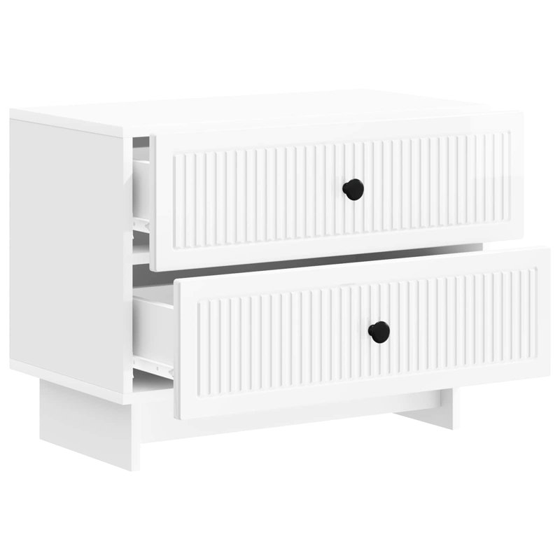 62cm W Manufactured Wood Bedside Table, High Gloss White