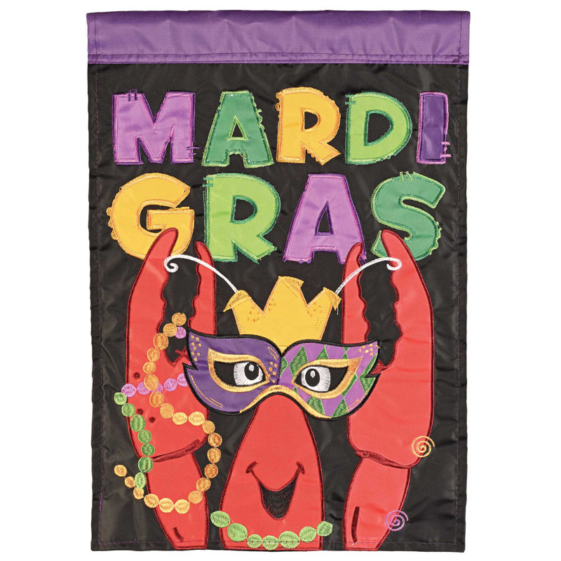 Drapeau en polyester 2 faces Mardi Gras, 42 x 29