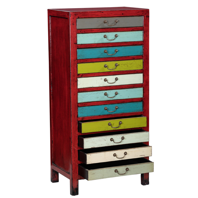 Mitchum 60 cm W 11 -Drawer Solid Wood Filing Cabinet