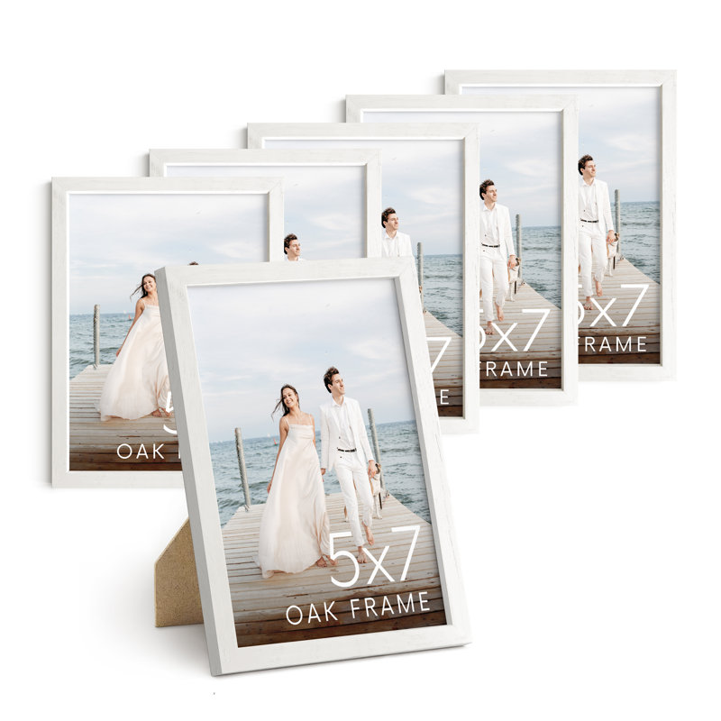  Cadre photo en bois - ensemble de 6, Blanc, 5 po x 7 po