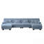 Canapé modulaire en U dans des pièces familiales spacieuses, canapé modulaire à combinaison libre, canapé pour le salon, canapé 4 places avec 2 repose-pieds, bleu chenille