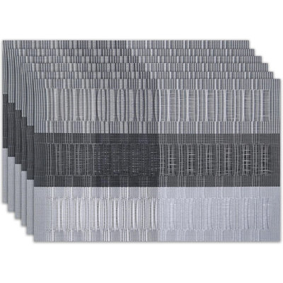 Placemats Set Of 6 Washable Indoor/Outdoor Vinyl Place Mats For Dining Table Durable Non-Slip Heat Resistant PVC Weave Table Mats