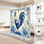 Paravent rustique à 4 panneaux séparateur de cloison pliable bleu royal de style classique-134495225-134495226