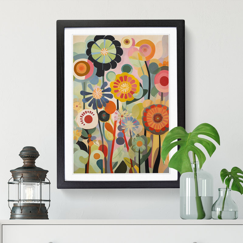 FRM-V0523-976X Flowers Retro Vol.7 1 Piece Wall Art, 34cm H x 25cm W x 2cm D, Oak Framed