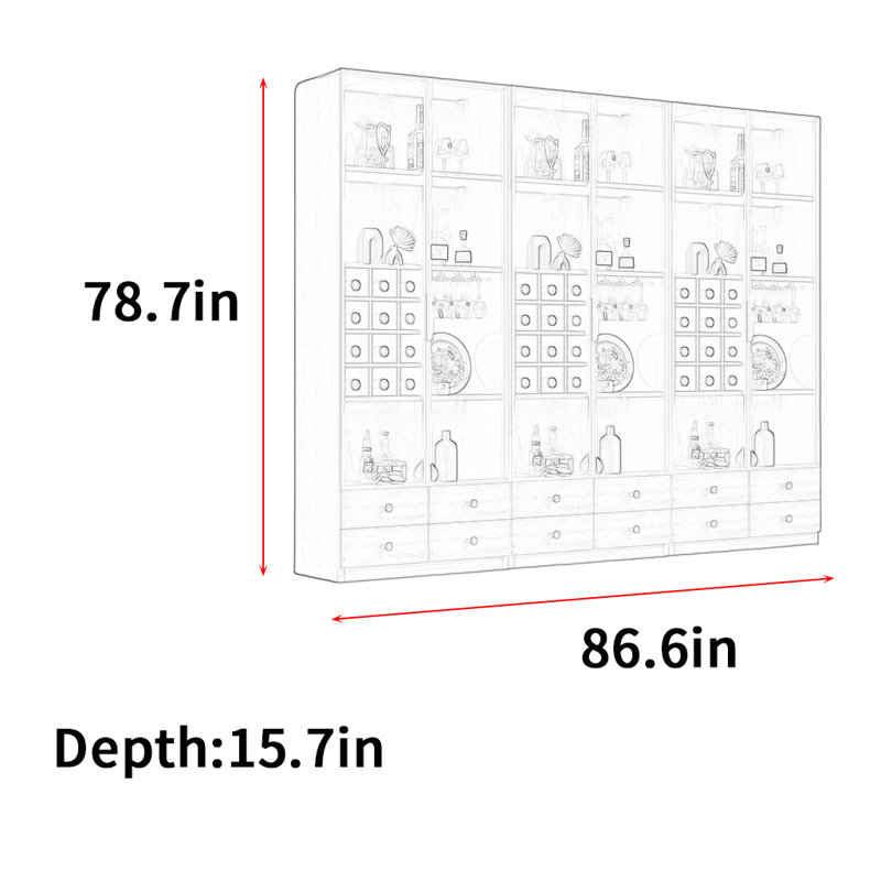 Heitman, (3 tablettes) H 78,7 po x l 86,6 po x P 15,7 po, Brun noyer