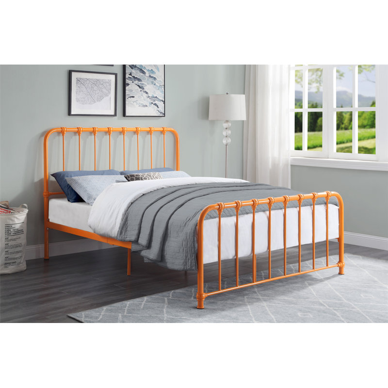 Bethany Full Orange Metal Platform Bed Frame