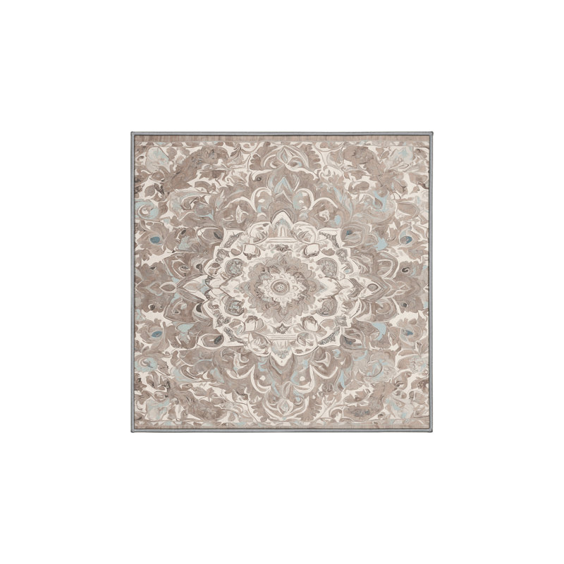 Machine Washable Gray Area Rug, Rectangle 7' x 9'