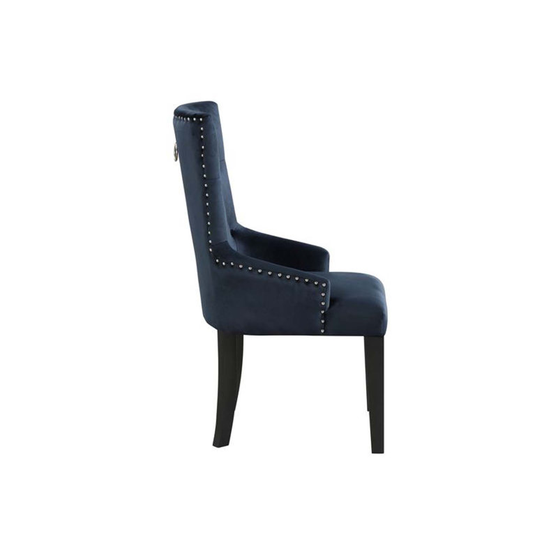 Chaise d'appoint rembourrée bleu marine et noire Varian II (ensemble de 1, sans table incluse)