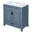 Meuble-lavabo rétro bleu 30 po avec structure en bois massif, lavabo en céramique, tiroir à fermeture en douceur, rangement spacieux, quincaillerie exquise, tiroir coulissant lisse, lavabo brillant, tiroirs, poignées en métal,-1187746824