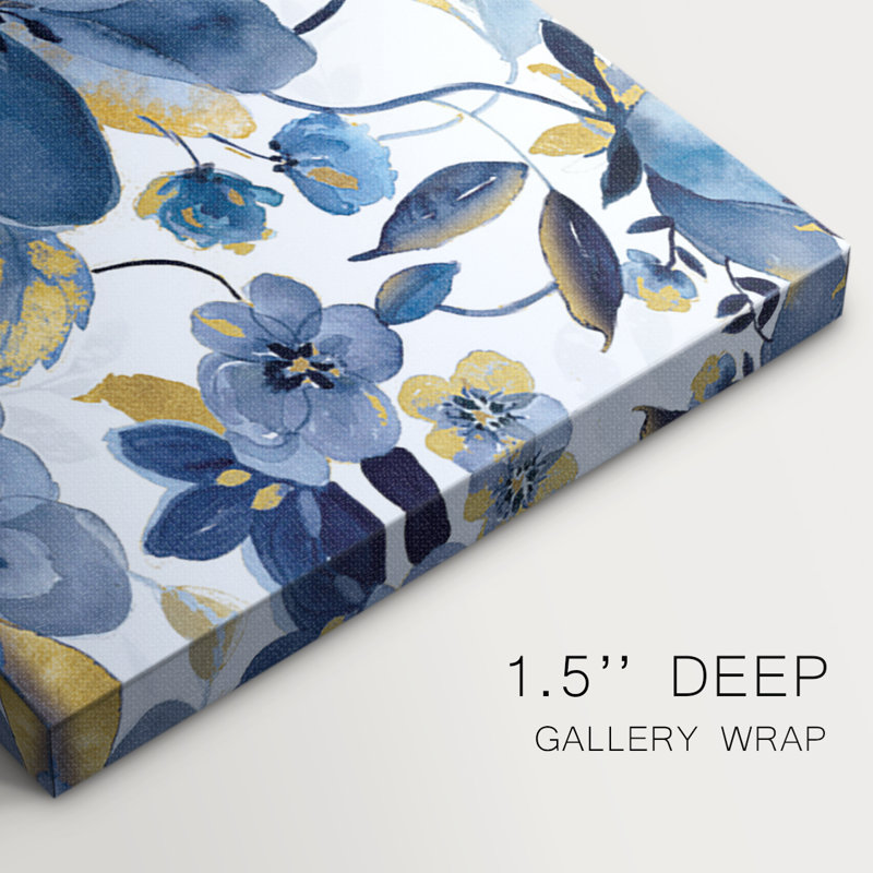 Toile tendue Golden Indigo - prêt à accrocher, H 20 po x l 50 po