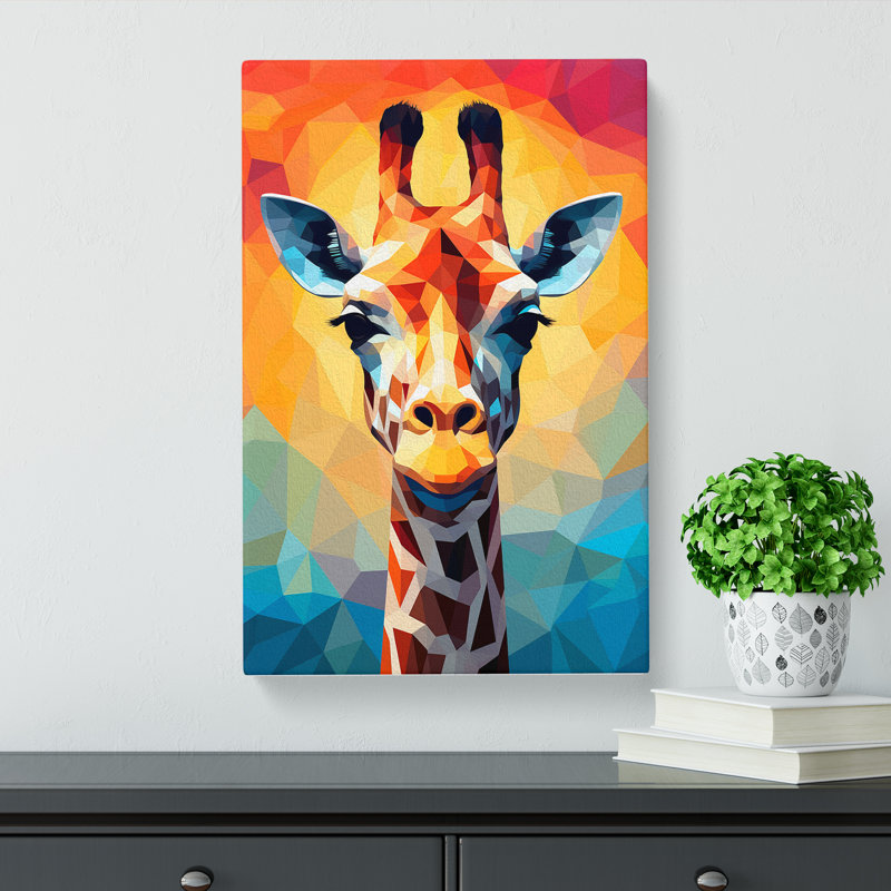 Giraffe Geometric No.2 - Wrapped Canvas, 60cm H x 40cm W x 3cm D
