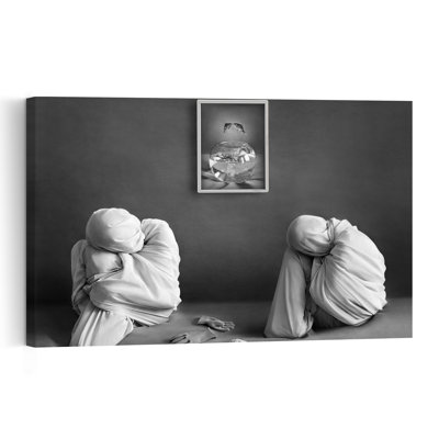 Isolated Figures Reflect Contemporary Minimalist Fish Wall Art Print 1 Piece Wrapped Canvas Wall Art
