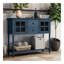 Console avec buffet et tablette inférieure, armoire de rangement en bois / verre de style campagnard (bleu marine antique)-1183674449