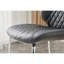 Ensemble de 2 chaises d'appoint Mid-Century à losanges avec pieds chromés réglables et cuir véritable gris